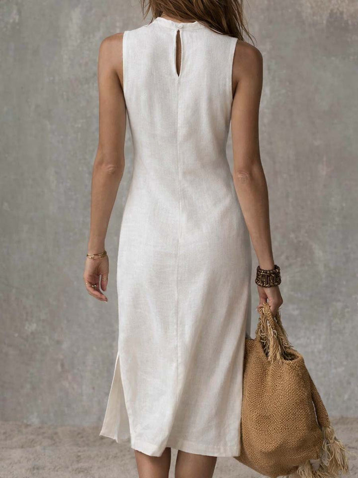 Xandra – Midi-Kleid  mit Stehkragen und Seitenschlitz