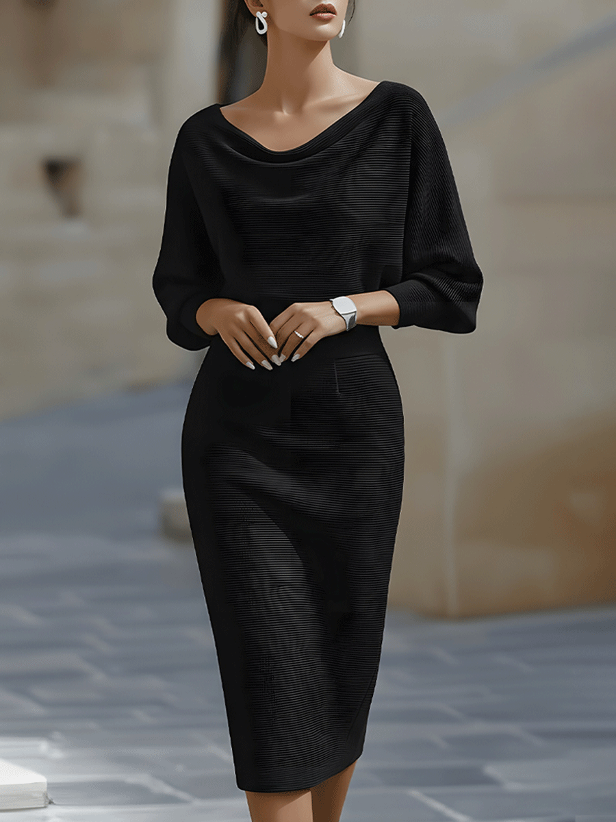 Clarisse — Zeitlos elegantes drapiertes Midikleid