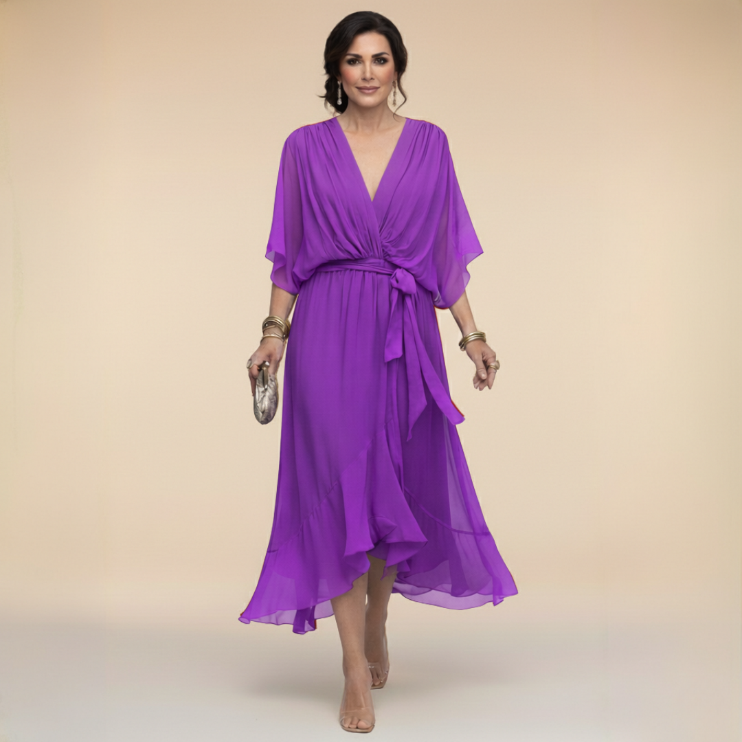 Lisa - Chiffonkleid mit V-Ausschnitt