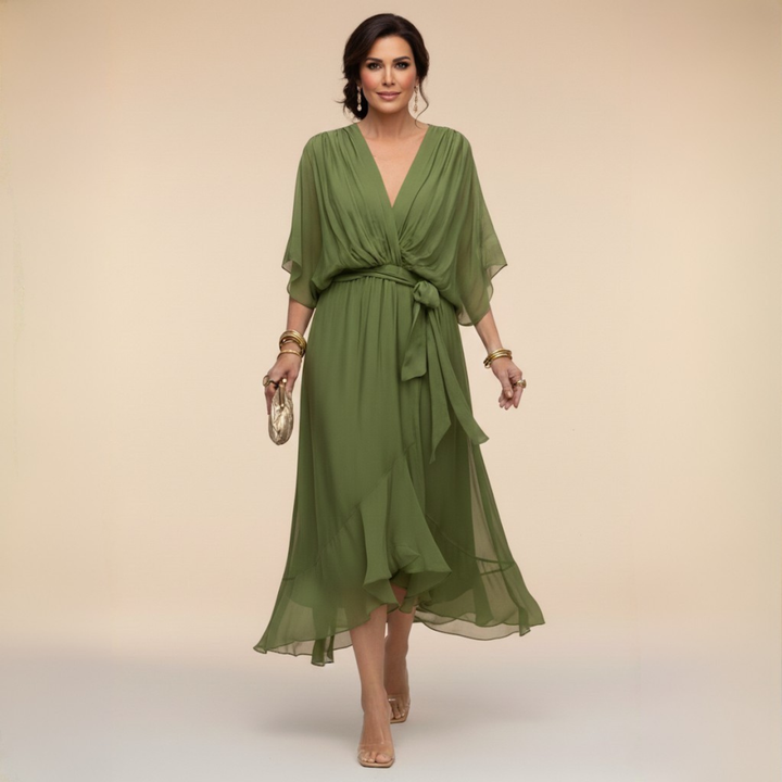 Lisa - Chiffonkleid mit V-Ausschnitt