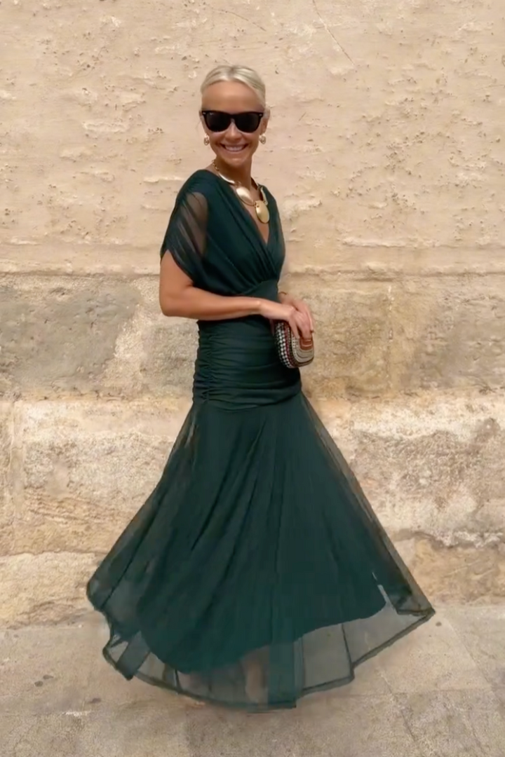 Louise – Elegantes Maxi-Partykleid mit V-Ausschnitt