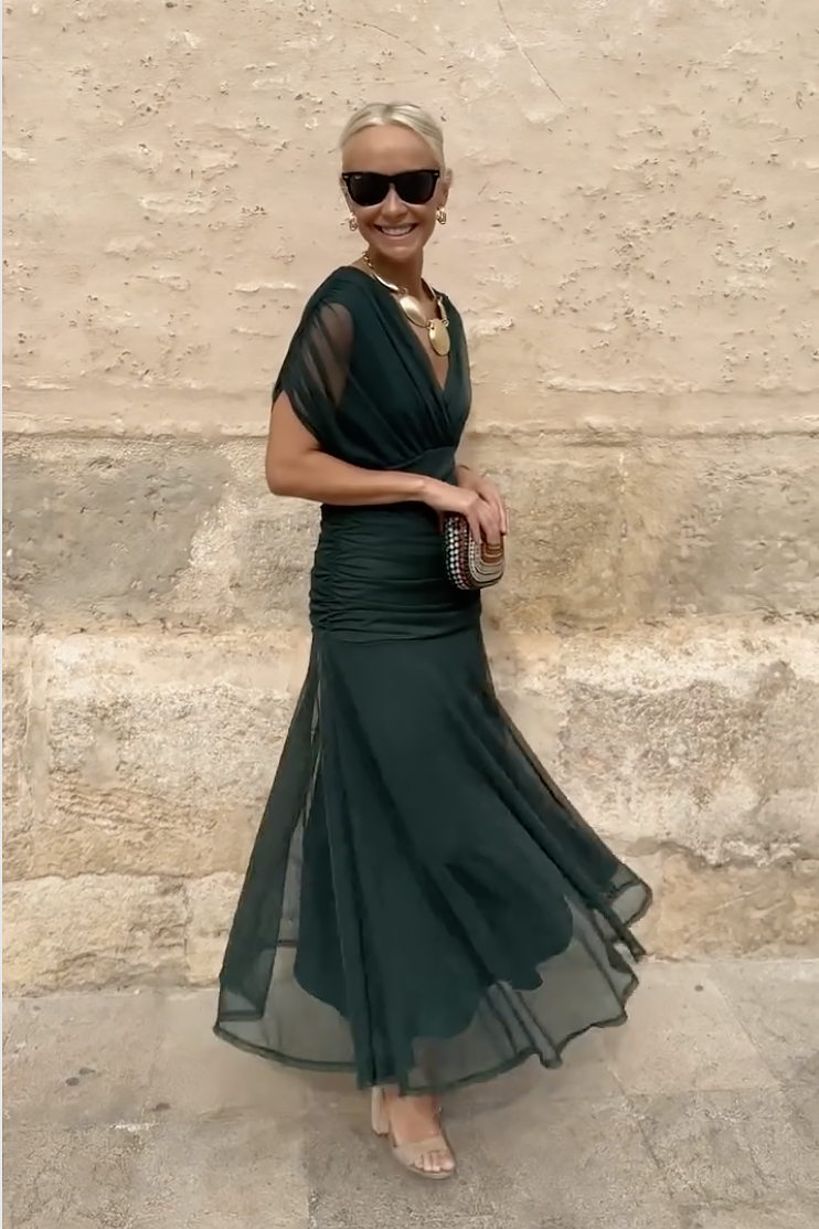 Louise – Elegantes Maxi-Partykleid mit V-Ausschnitt