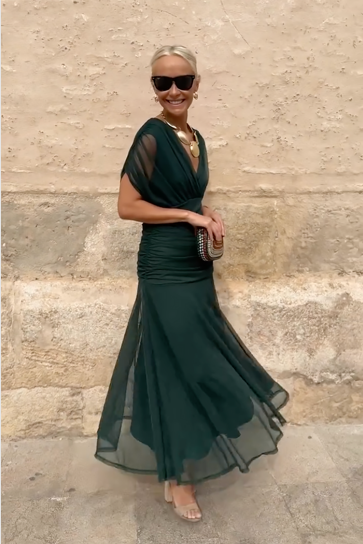 Louise – Elegantes Maxi-Partykleid mit V-Ausschnitt