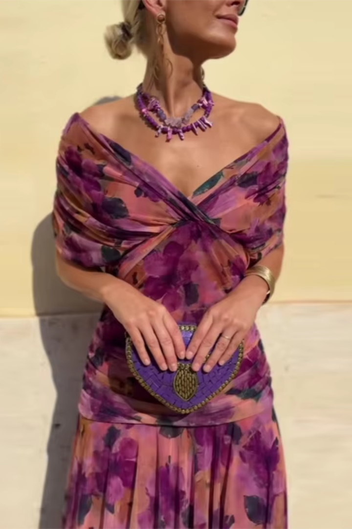 Louise – Elegantes Maxi-Partykleid mit V-Ausschnitt
