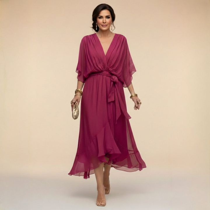 Lisa - Chiffonkleid mit V-Ausschnitt