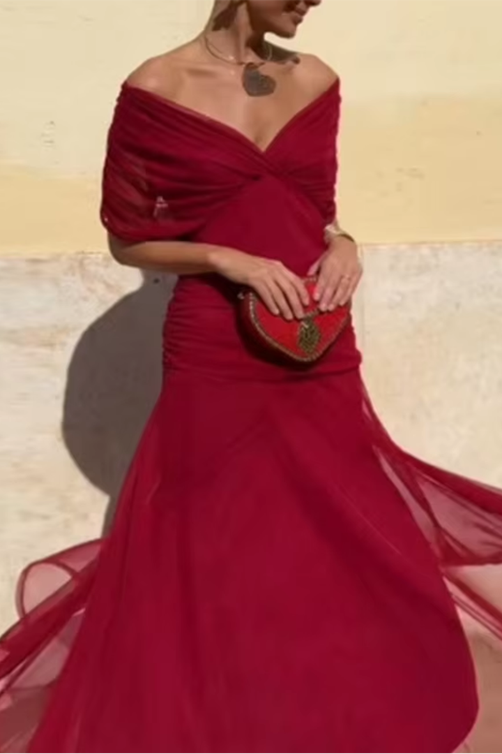 Louise – Elegantes Maxi-Partykleid mit V-Ausschnitt