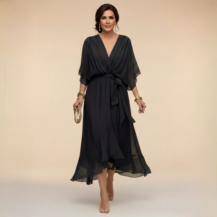 Lisa - Chiffonkleid mit V-Ausschnitt