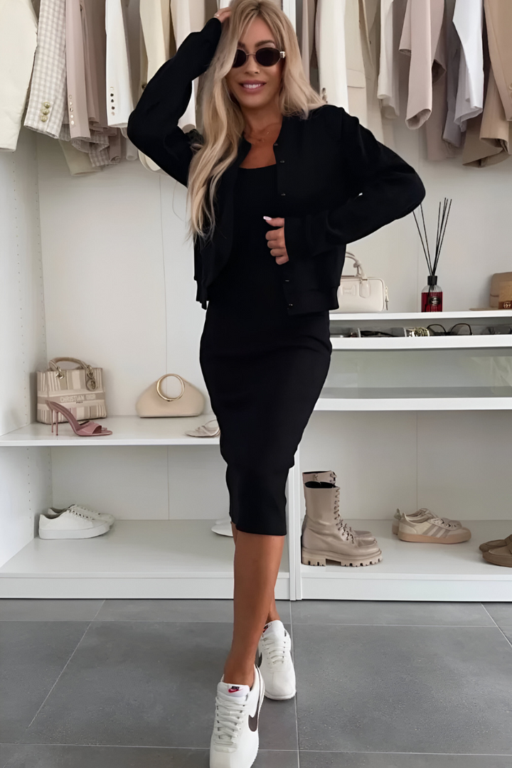Madelon - Bequemes Midikleid und Cardigan