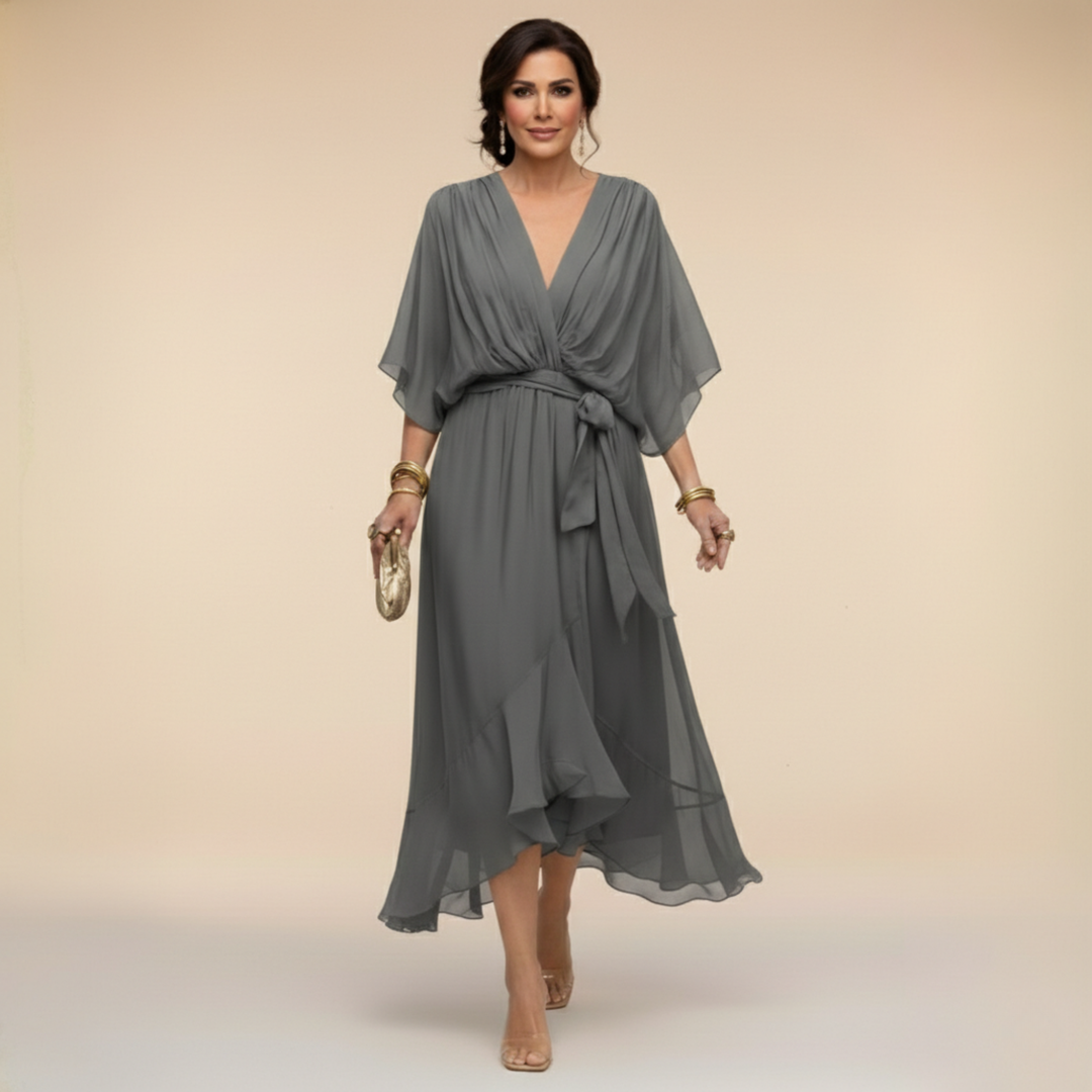 Lisa - Chiffonkleid mit V-Ausschnitt
