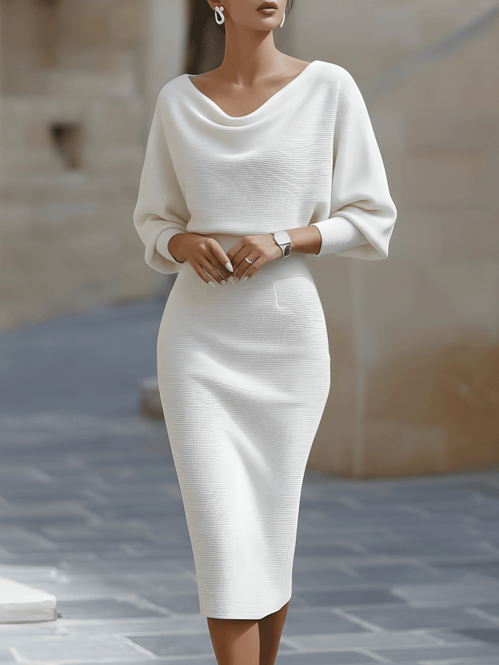 Clarisse — Zeitlos elegantes drapiertes Midikleid