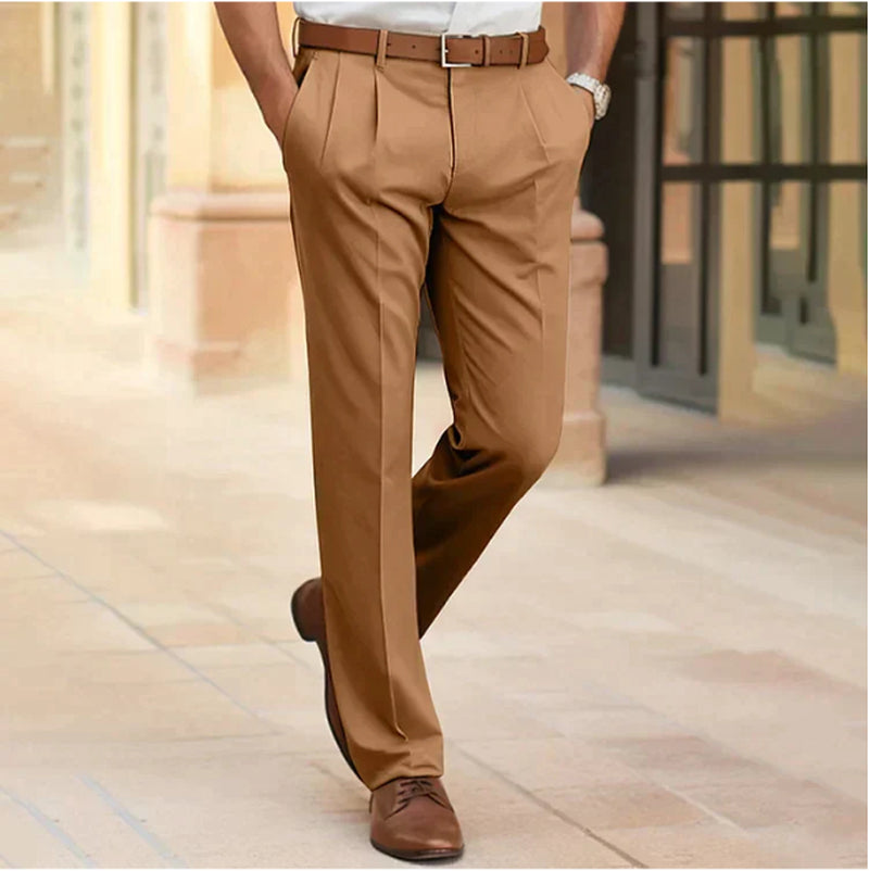 Men'S Casual Suit Pants Fashion Trousers Mid Waist Straight Long Pants for Office Business Formal