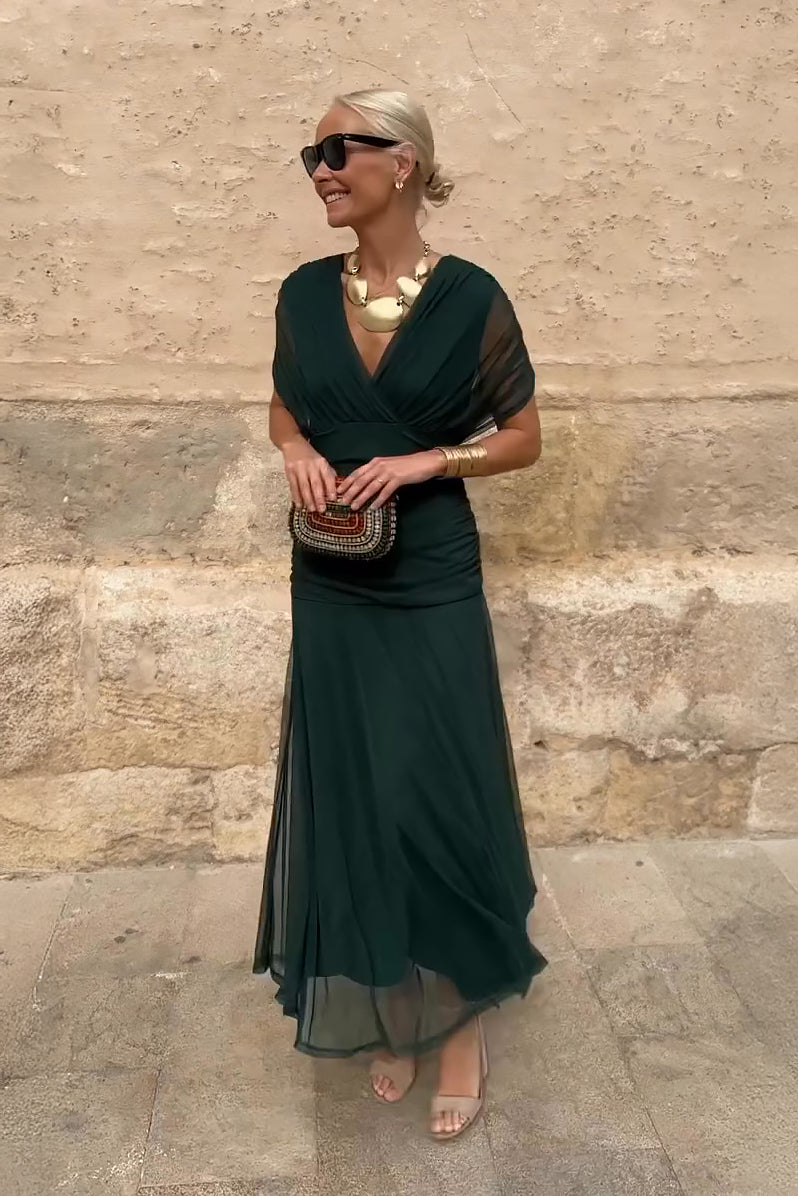 Louise – Elegantes Maxi-Partykleid mit V-Ausschnitt