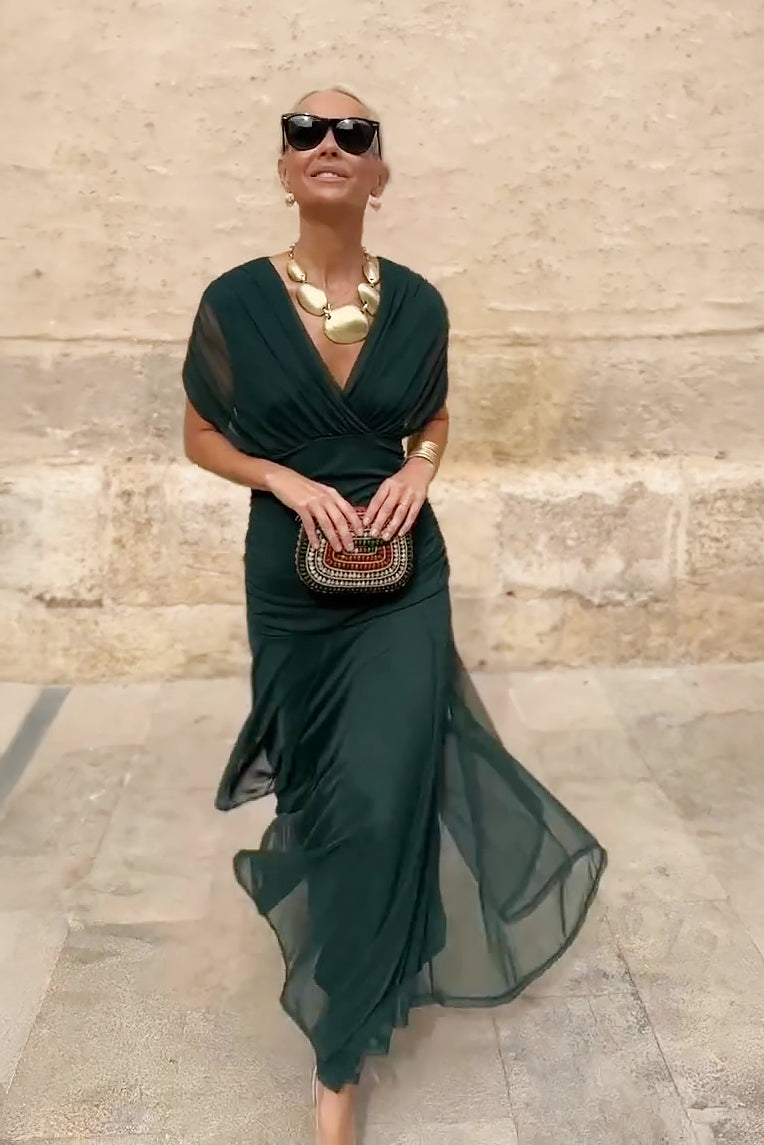 Louise – Elegantes Maxi-Partykleid mit V-Ausschnitt