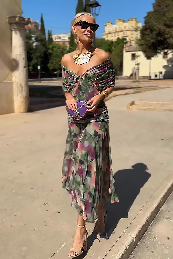 Louise – Elegantes Maxi-Partykleid mit V-Ausschnitt