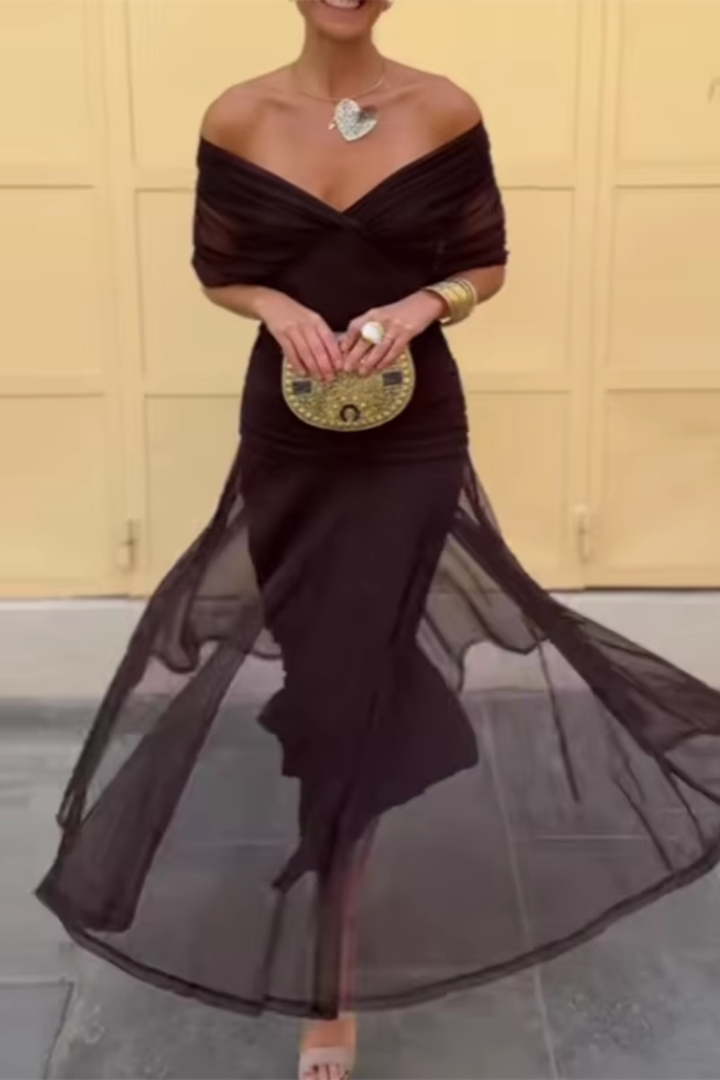 Louise – Elegantes Maxi-Partykleid mit V-Ausschnitt