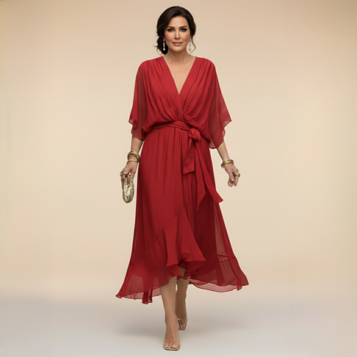 Lisa - Chiffonkleid mit V-Ausschnitt