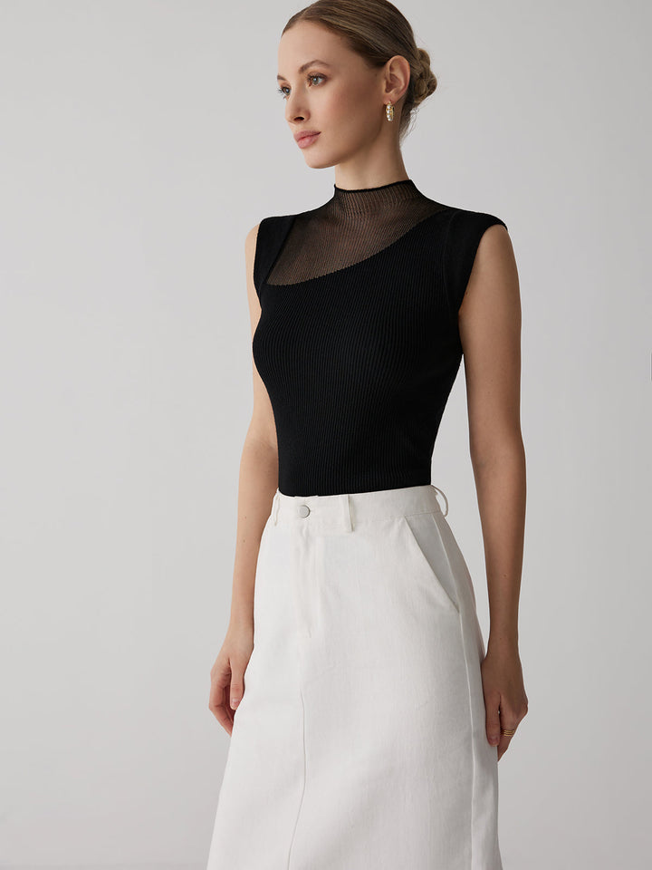 Diana – Ärmelloses Oberteil aus Mesh-Patchwork