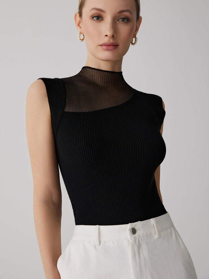 Diana – Ärmelloses Oberteil aus Mesh-Patchwork