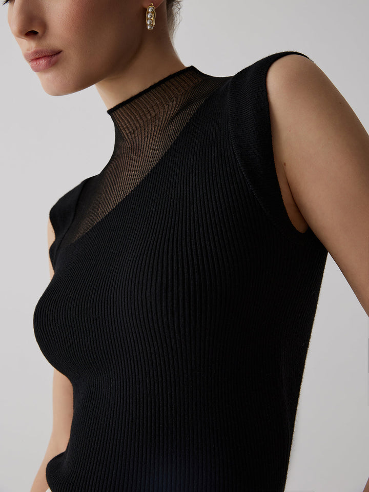 Diana – Ärmelloses Oberteil aus Mesh-Patchwork