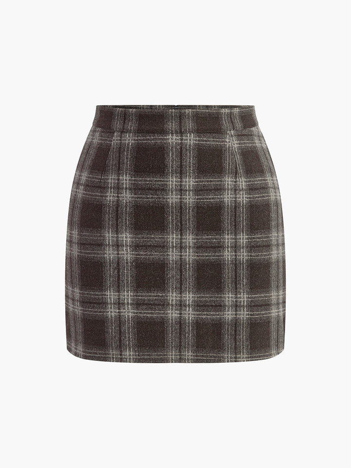 Melanie - Karierter Tweed Minirock