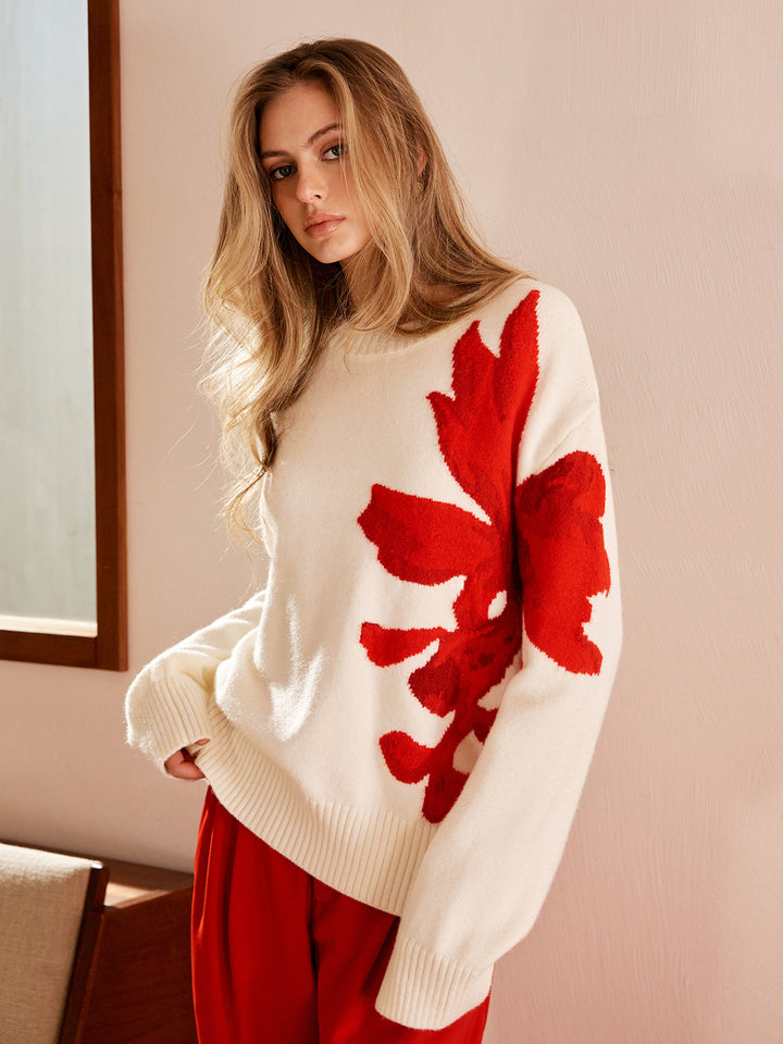 Gloria – Jacquard-Pullover mit Rundhalsausschnitt