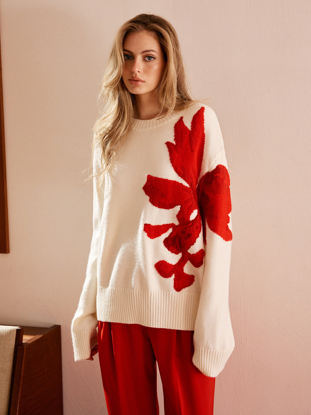 Gloria – Jacquard-Pullover mit Rundhalsausschnitt