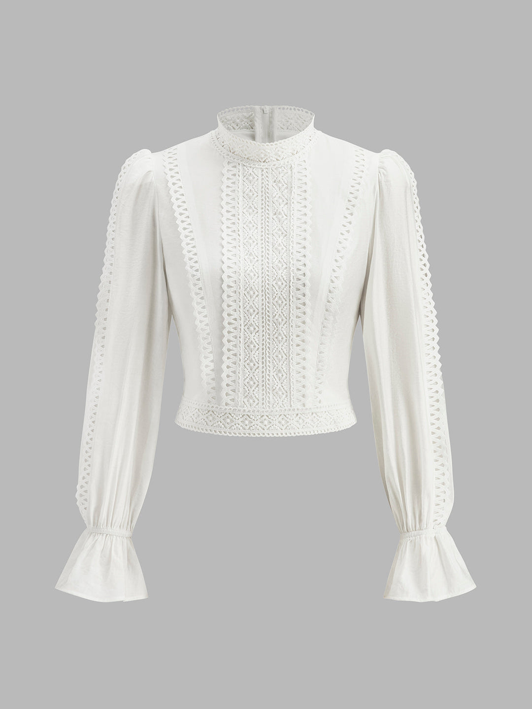 Doreen – Bluse mit hohem Kragen und Puffärmeln