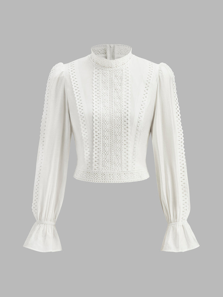 Doreen – Bluse mit hohem Kragen und Puffärmeln