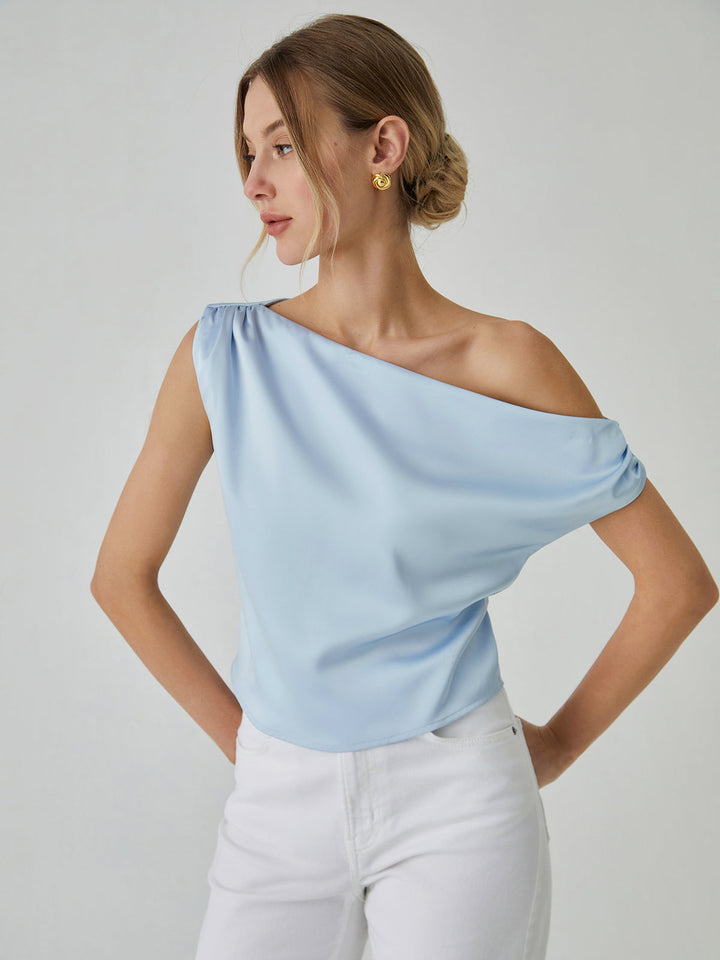 Arwen – Ein-Schulter-Bluse mit geknotetem Ausschnitt