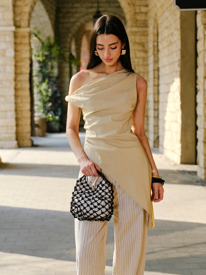 Noemi – Asymmetrische Bluse aus Baumwolle und Leinen