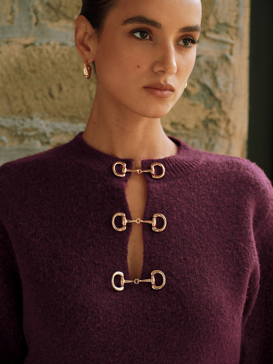 Aurelia - Langarmpullover mit Horsebit-Detail