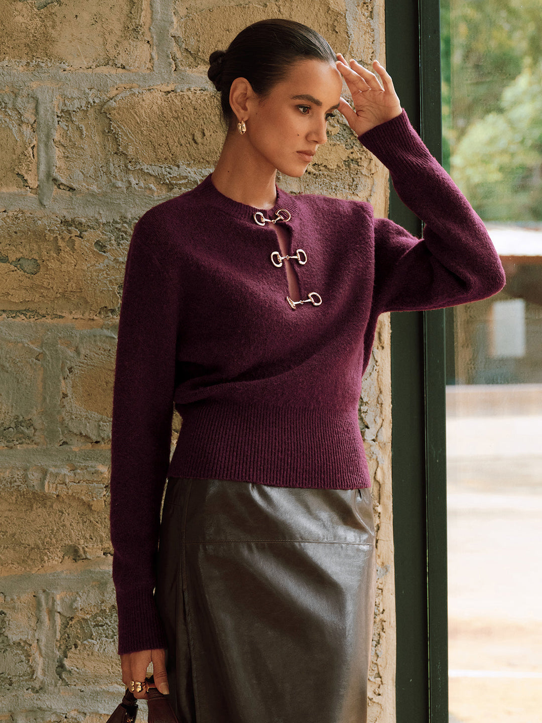 Aurelia - Langarmpullover mit Horsebit-Detail