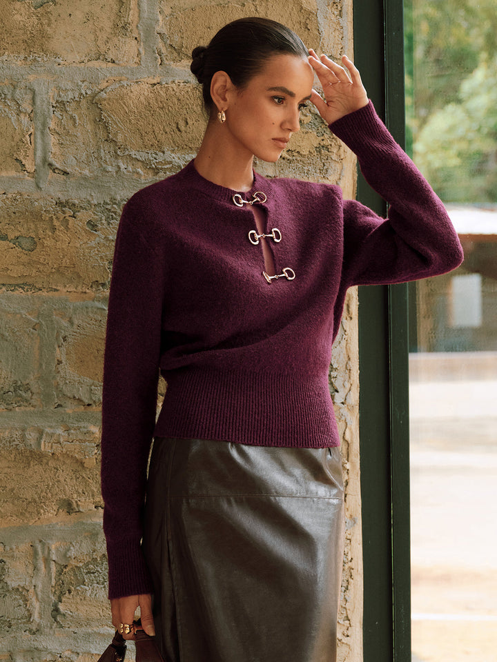 Aurelia - Langarmpullover mit Horsebit-Detail