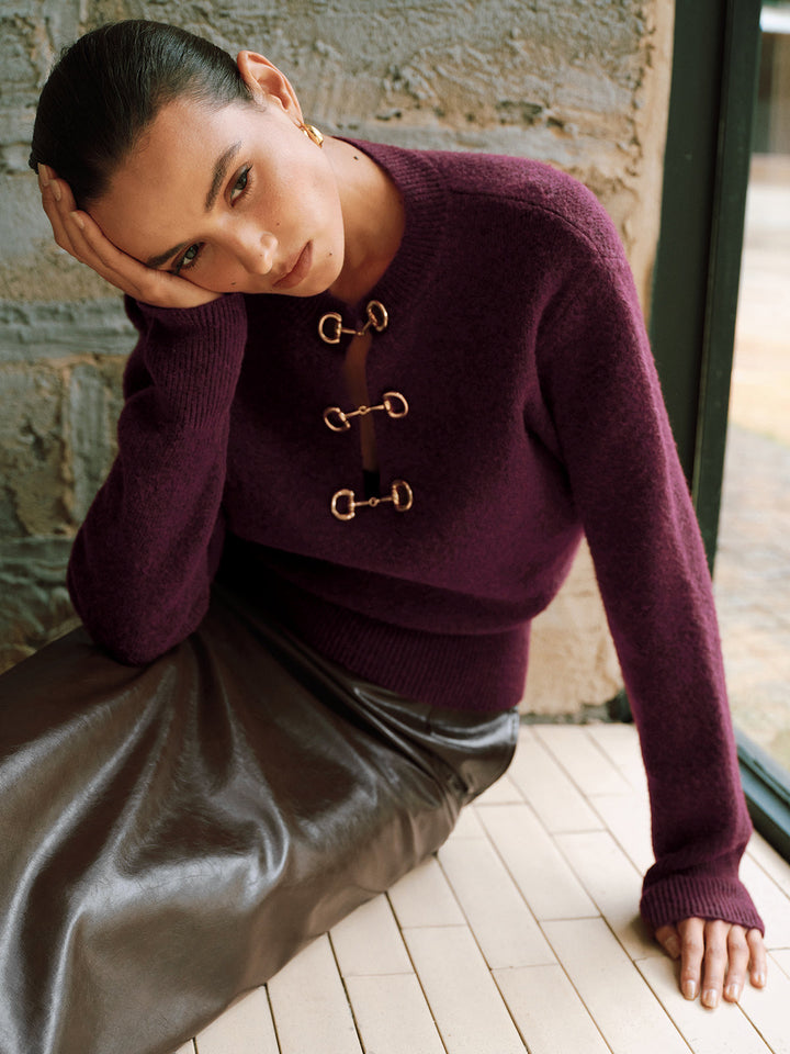 Aurelia - Langarmpullover mit Horsebit-Detail