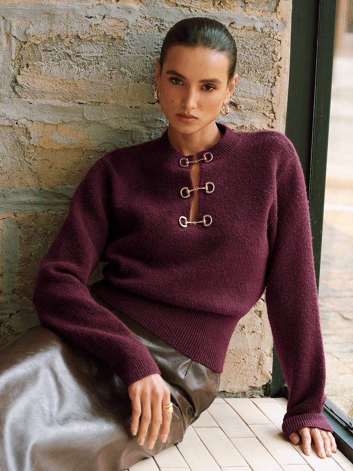 Aurelia - Langarmpullover mit Horsebit-Detail