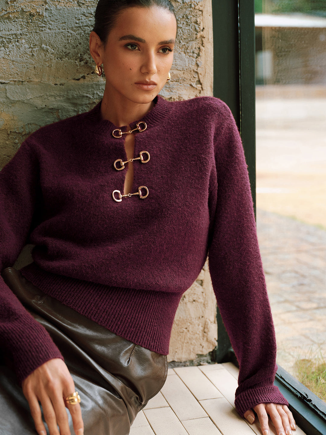 Aurelia - Langarmpullover mit Horsebit-Detail