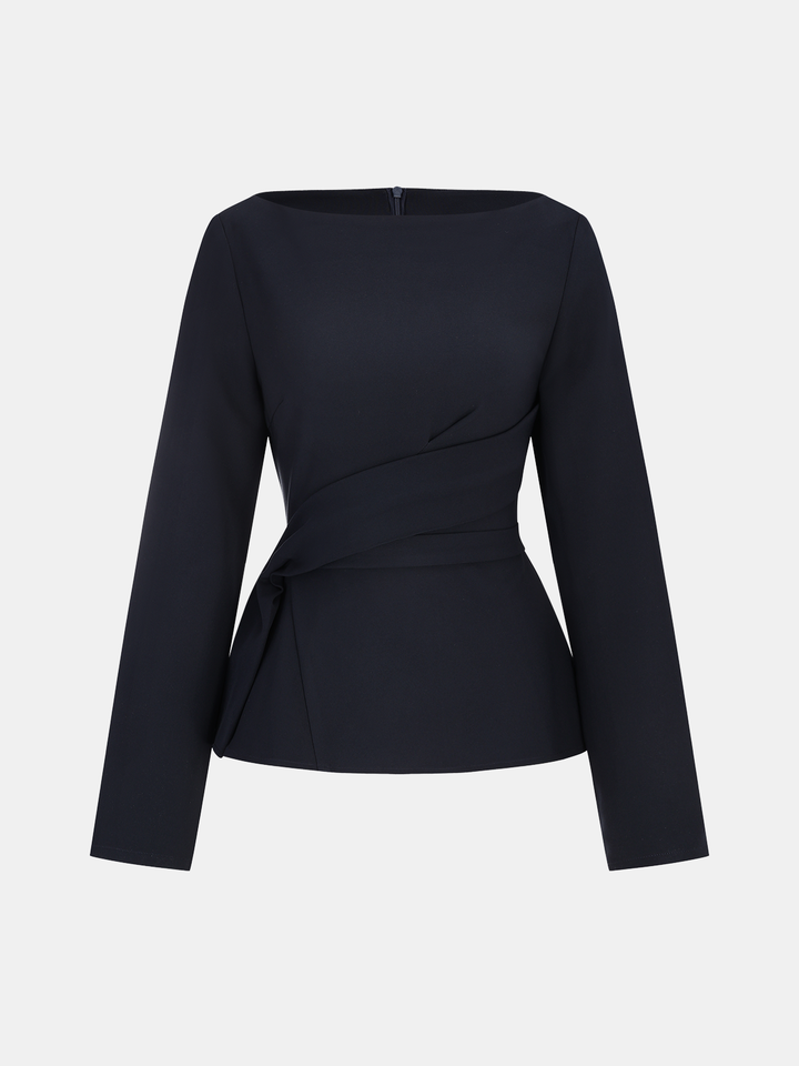 Belinda – Asymmetrische Bluse mit langen Ärmeln