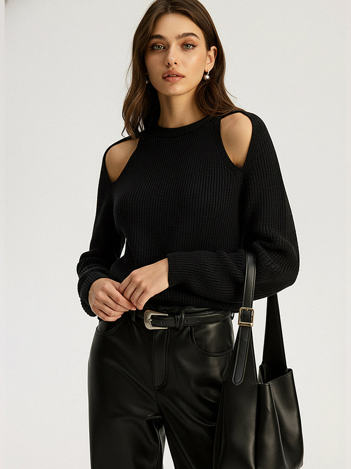 Deborah – Pullover aus geripptem Strick mit Ausschnitten