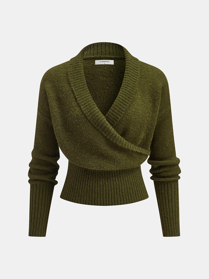 Barbara – Pullover aus Wollmischung mit Wickelausschnitt und V-Ausschnitt