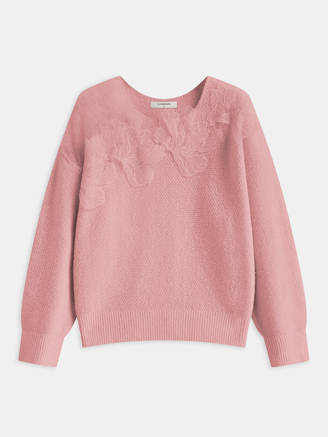 Erika – Pullover aus floraler Spitze, halbtransparent, mit Rundhalsausschnitt