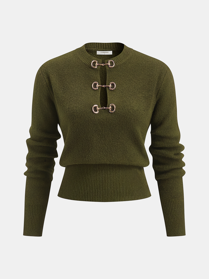 Aurelia - Langarmpullover mit Horsebit-Detail