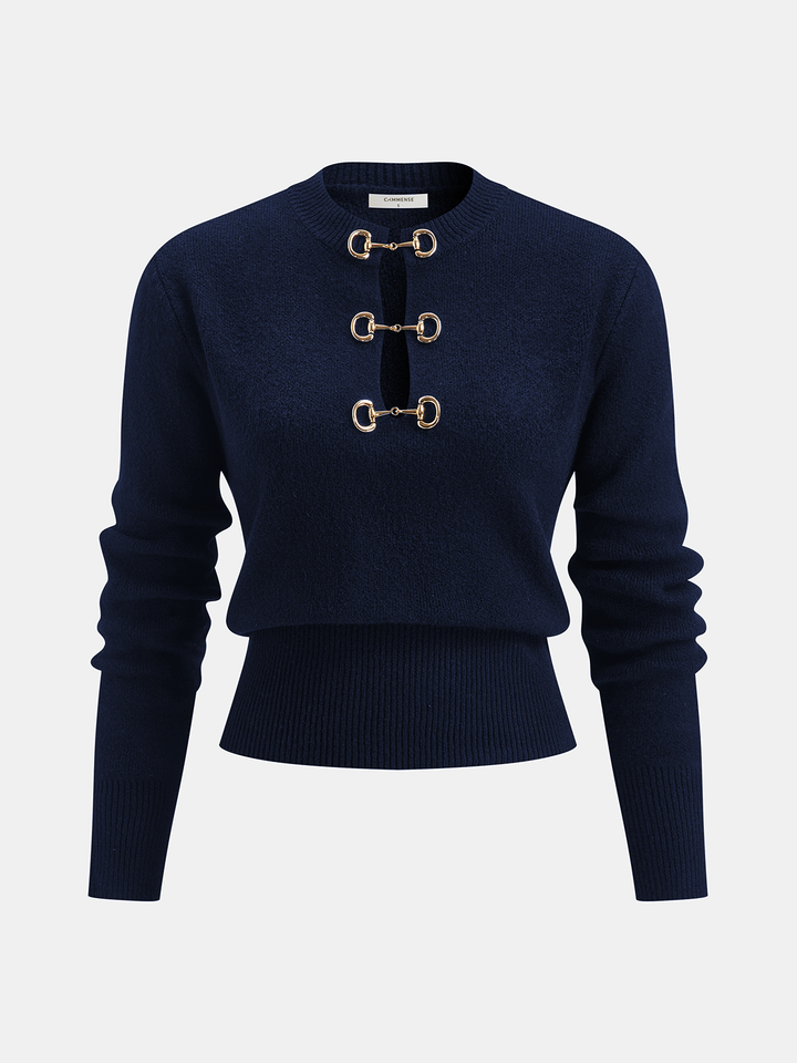 Aurelia - Langarmpullover mit Horsebit-Detail