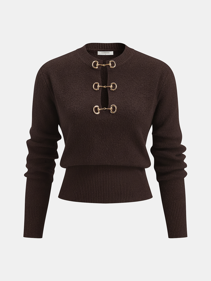 Aurelia - Langarmpullover mit Horsebit-Detail