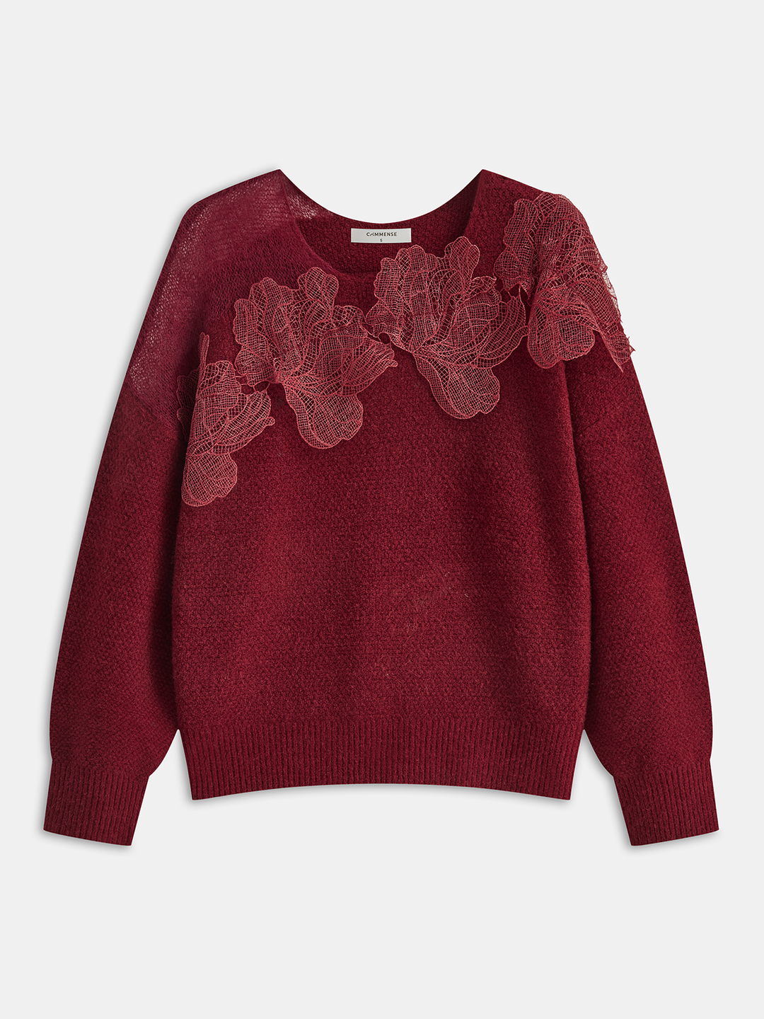 Erika – Pullover aus floraler Spitze, halbtransparent, mit Rundhalsausschnitt
