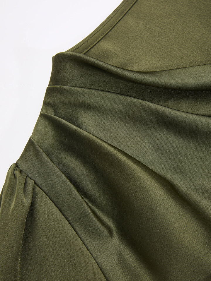 Merle - Satin Cowl-Neck Long Sleeve Blouse