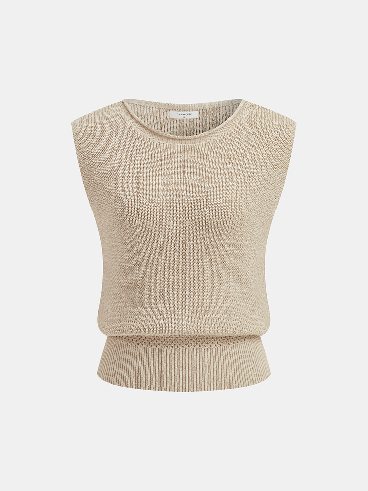 Alisa - Ärmelloses Strickoberteil mit geraffter Taille