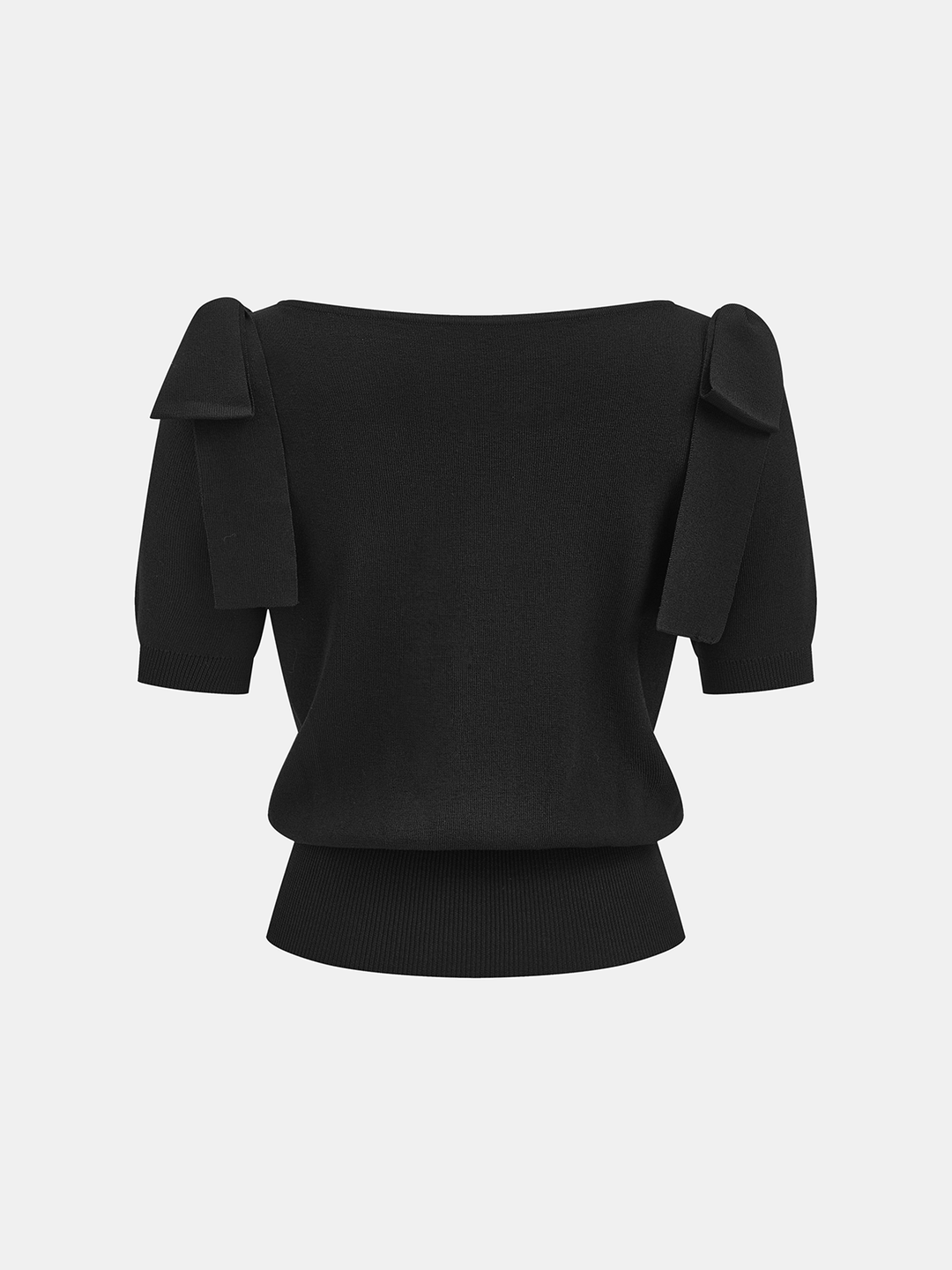 Chiara – Strickpullover mit Schleife an der Schulter und kurzen Ärmeln