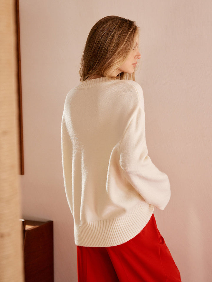 Gloria – Jacquard-Pullover mit Rundhalsausschnitt
