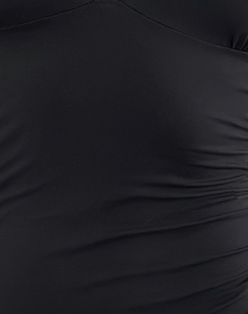 Carmila gerafftes Mini-Kleid aus Jersey in Schwarz