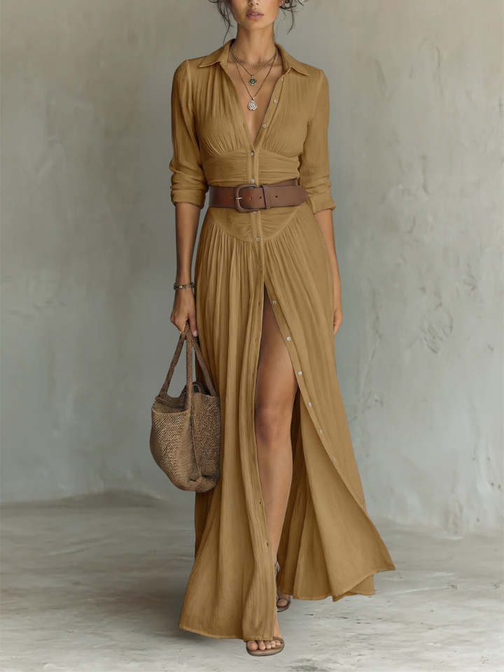 Amélia™ – Elegantes Maxikleid mit Reverskragen